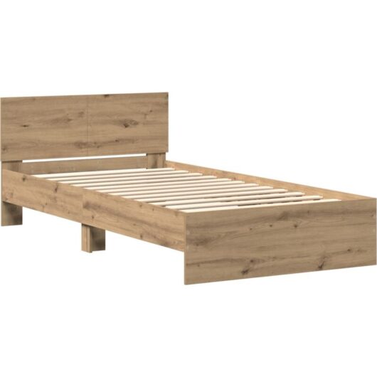 Bed Frame with Headboard Artisan Oak 100 x 200 cm Vidaxl