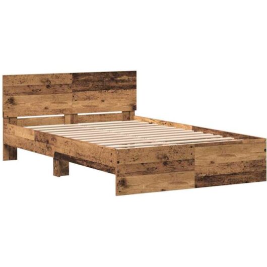 Bed Frame with Headboard Old Wood 120 x 190 cm Engineered wood Vidaxl
