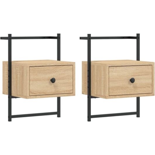 Bedside Cabinets Wall-mounted 2 pcs Sonoma Oak 35x30x51 cm Engineered Wood vidaXL