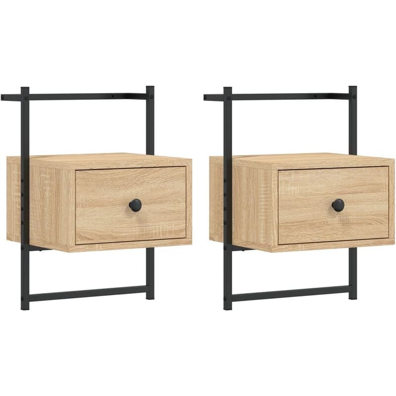 Bedside Cabinets Wall-mounted 2 pcs Sonoma Oak 35x30x51 cm Engineered Wood vidaXL