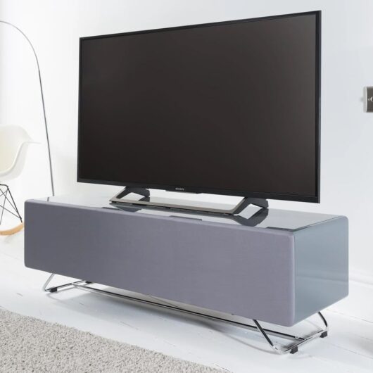 Chroma Medium High Gloss TV Stand With 1 Flip Door In Grey