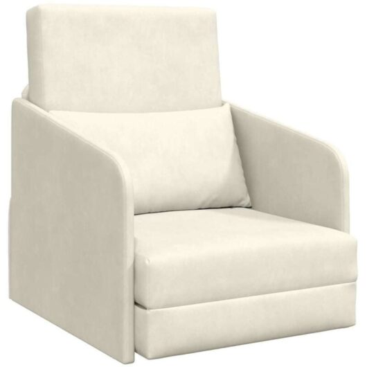 Floor Sofa Bed 2-in-1 Cream 65x80x83 cm Velvet Vidaxl