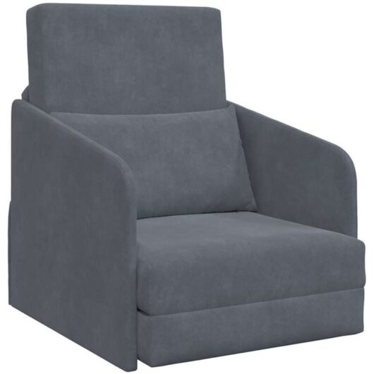 Floor Sofa Bed 2-in-1 Dark Grey 65x80x83 cm Velvet Vidaxl