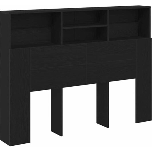 Headboard Cabinet - Black Oak, 140 x 19 x 103.5 cm, Made from Engineered Wood. Vidaxl