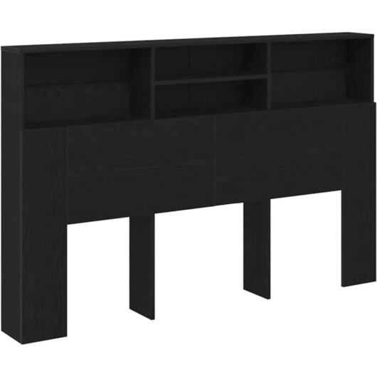Headboard Cabinet in Black Oak - 160x19x103.5 cm, made from engineered wood. Vidaxl