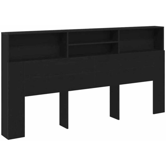 Headboard Cabinet with Shelf Black oak 200 x 19 x 103.5 cm vidaXL