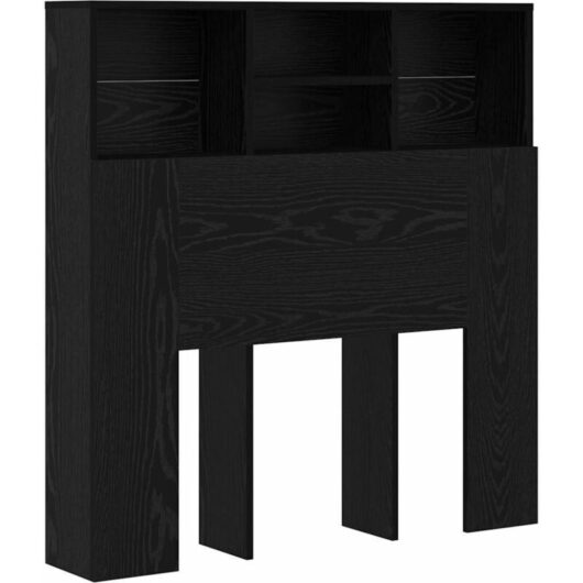 Headboard Cabinet with Shelf Black oak Engineered wood vidaXL