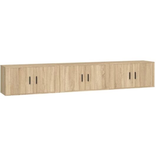 Jinlefu - Wall-mounted tv Cabinets 3 pcs Sonoma Oak 80x34.5x40 cm vidaXL