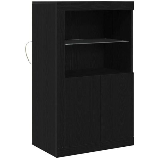 Sideboard with led Lights Black Oak 60,5x37x100 cm Vidaxl