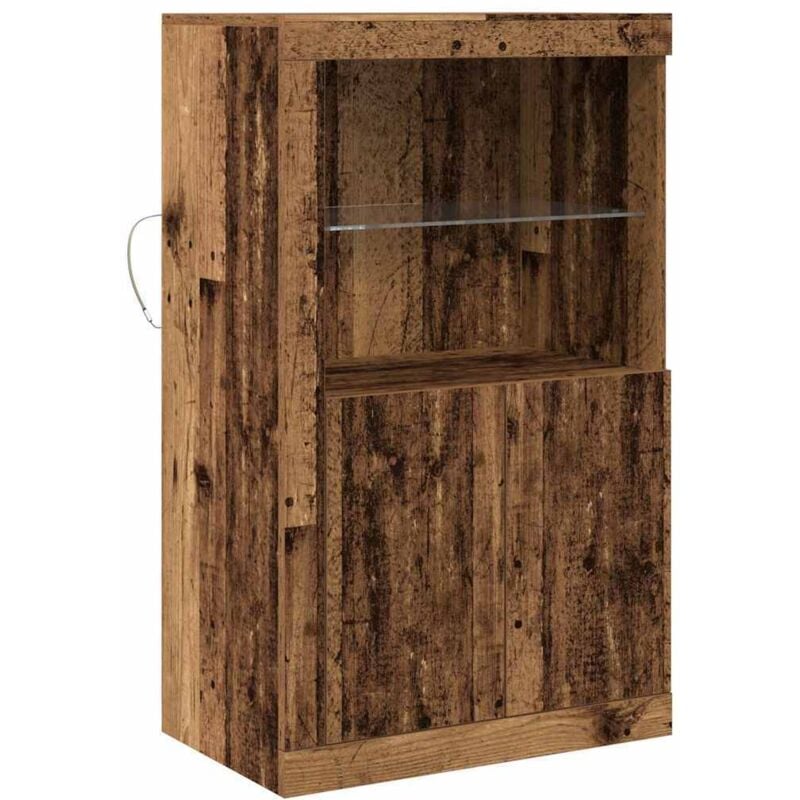 Sideboard with led Lights Old Wood 60,5x37x100 cm Vidaxl
