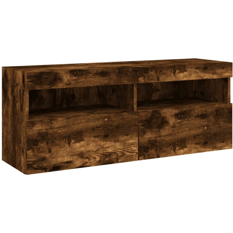Tv Wall Cabinet with led Lights Smoked Oak 100x30x40 cm Vidaxl