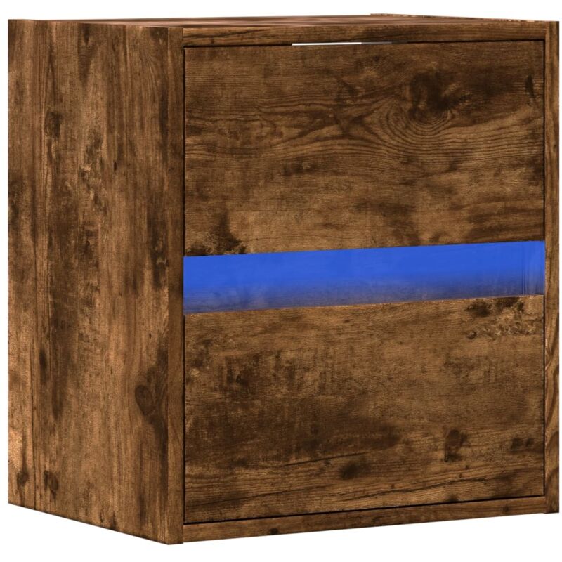 Vidaxl - tv Wall Cabinet with led Lights Smoked Oak 41x31x45 cm