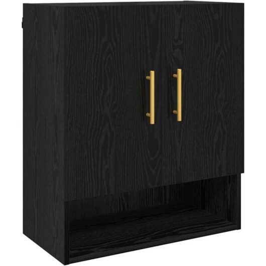 Wall Cabinet Black oak 60 x 31 x 70 cm Engineered wood vidaXL