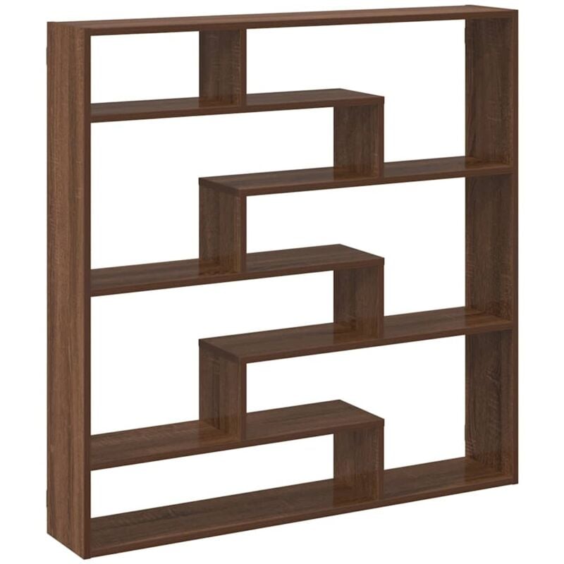 Wall Cube Shelf 7 Compartments Brown Oak Engineered Wood Vidaxl