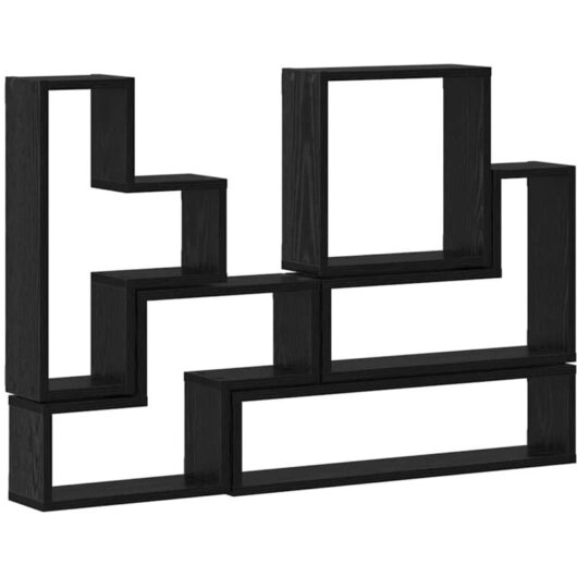 Wall Cube with Shelf Black oak 96 x 12 x 64 cm Engineered wood Vidaxl