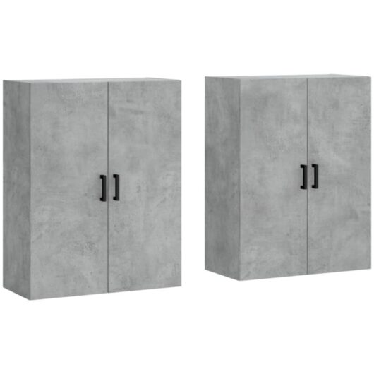 Wall Mounted Cabinets 2 pcs Concrete Grey 69.5x34x90 cm vidaXL