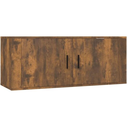 Wall Mounted TV Cabinet Smoked Oak 100x34.5x40 cm vidaXL