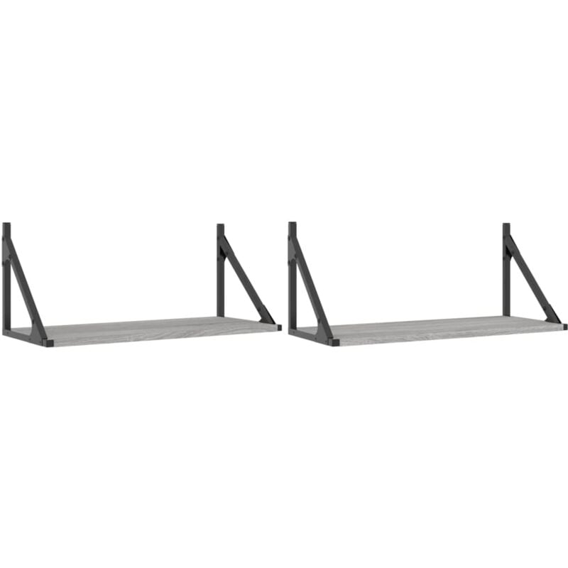 Wall Shelves 2 pcs Grey Sonoma 60x25x25.5 cm Engineered wood Vidaxl