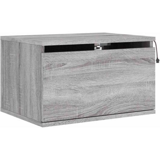 Wall-mounted Bedside Cabinet with led Lights Grey Sonoma Vidaxl