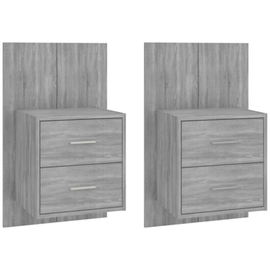 Wall-mounted Bedside Cabinets 2 pcs Grey Sonoma vidaXL