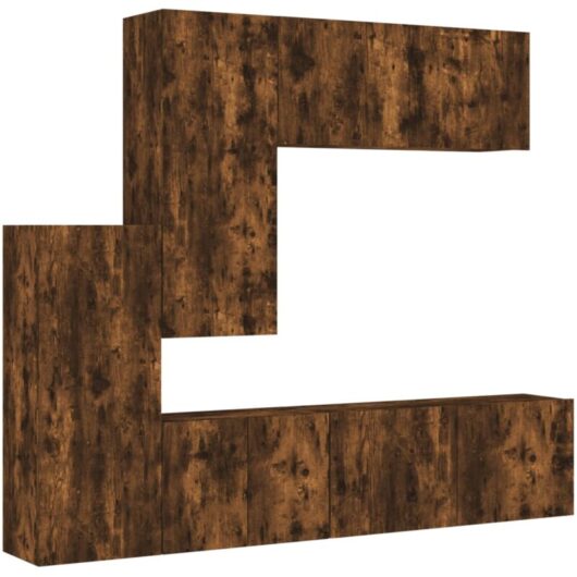 5 Piece TV Wall Units Smoked Oak Engineered Wood vidaXL