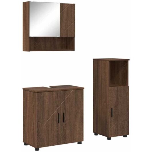 Bathroom Furniture Set 3 pcs Brown oak 61 x 35 x 64 cm vidaXL