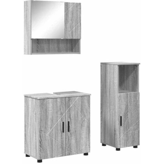 Bathroom Furniture Set 3 pcs Grey sonoma 61 x 35 x 64 cm vidaXL