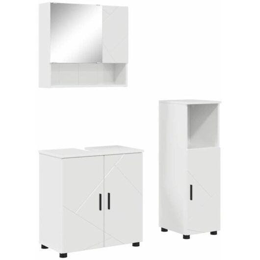 Bathroom Furniture Set 3 pcs High gloss white 61 x 35 x 64 cm vidaXL