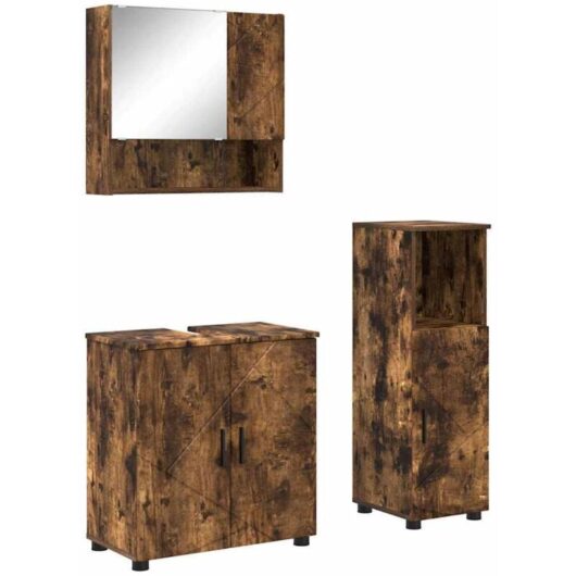 Bathroom Furniture Set 3 pcs Smoked oak 61 x 35 x 64 cm vidaXL