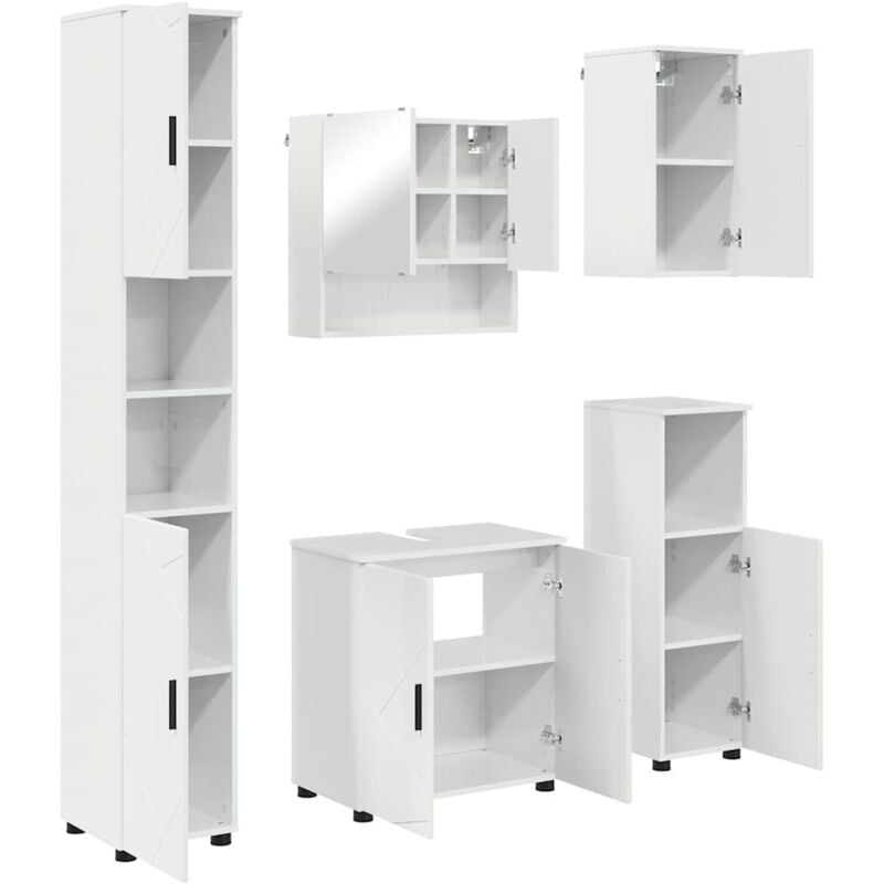 Bathroom Furniture Set 5 pcs High gloss white 61 x 35 x 64 cm vidaXL