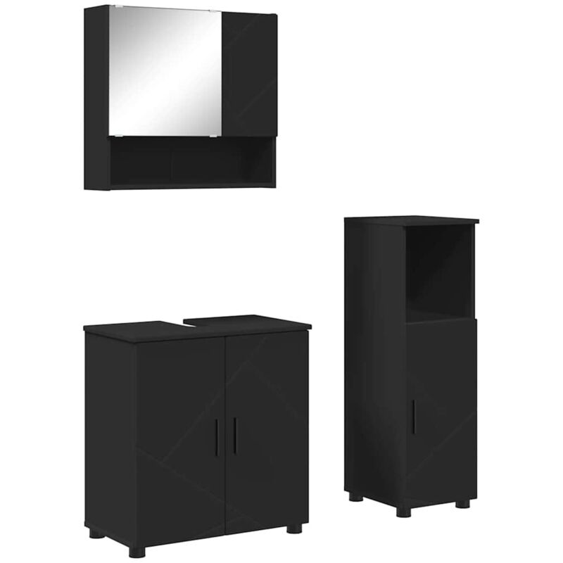 Bathroom Furniture Set Wall-mounted 3 pcs Black 61 x 35 x 64 cm vidaXL