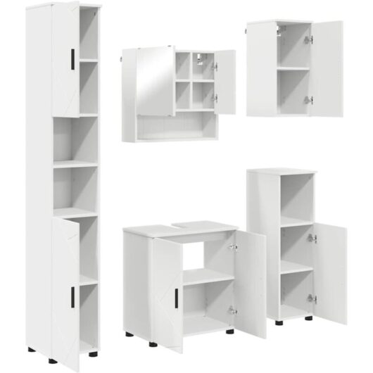 Bathroom Furniture Set Wall-mounted 5 pcs White 61 x 35 x 64 cm vidaXL