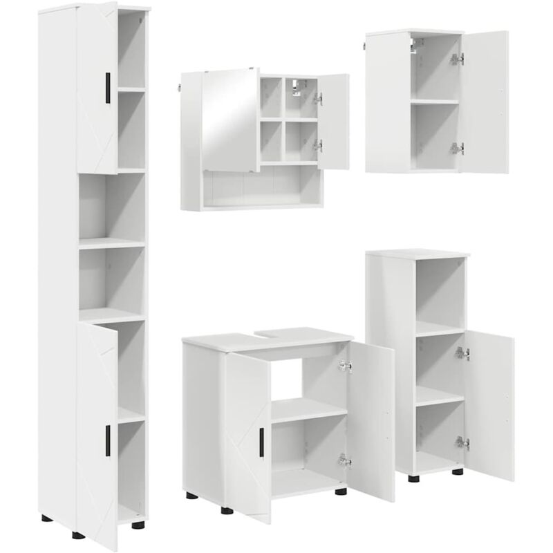 Bathroom Furniture Set Wall-mounted 5 pcs White 61 x 35 x 64 cm vidaXL