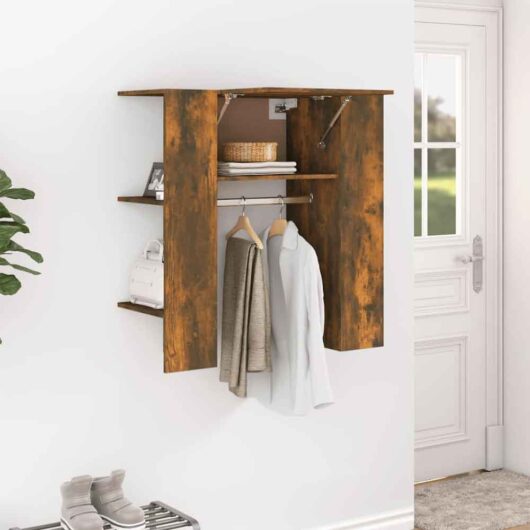 Deion Wooden Hallway Storage Cabinet In Smoked Oak