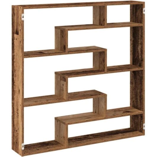 Wall Cube Shelf 7 Compartments Old Wood Engineered Wood vidaXL