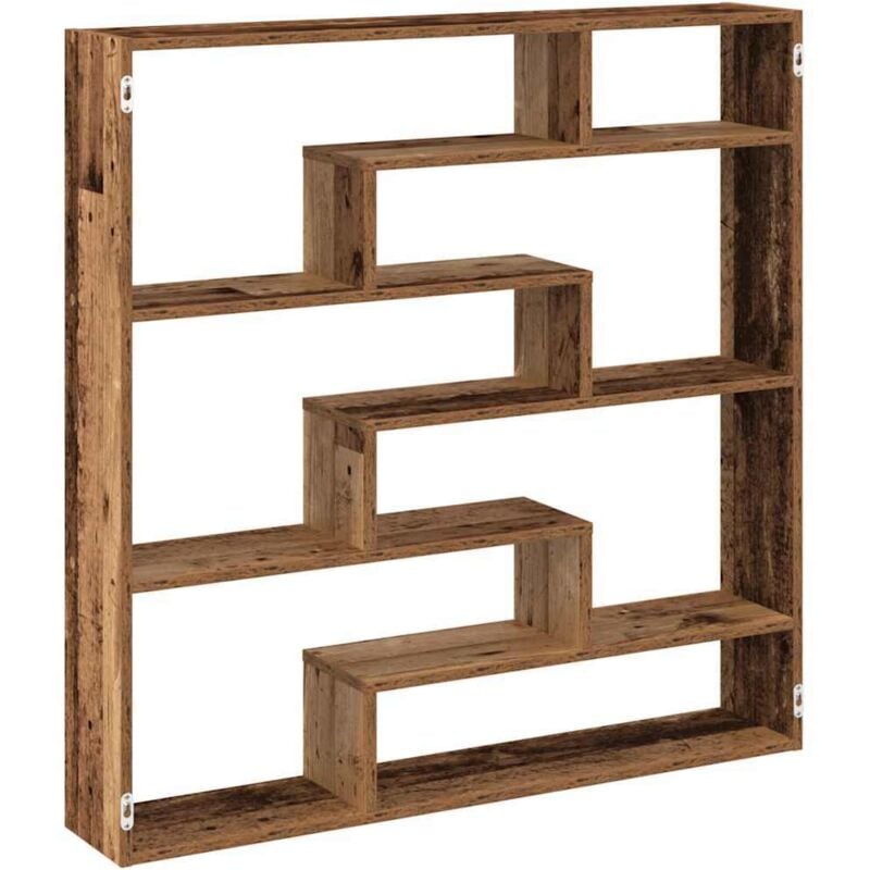 Wall Cube Shelf 7 Compartments Old Wood Engineered Wood vidaXL