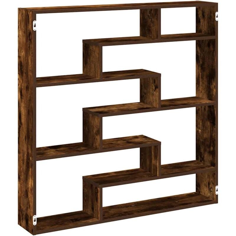 Wall Cube Shelf 7 Compartments Smoked Oak Engineered Wood vidaXL
