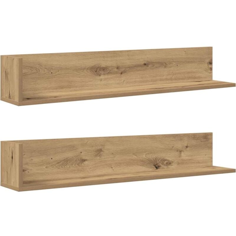 Wall Shelves 2 pcs Artisan Oak 100x16.5x16.5 cm Engineered Wood vidaXL