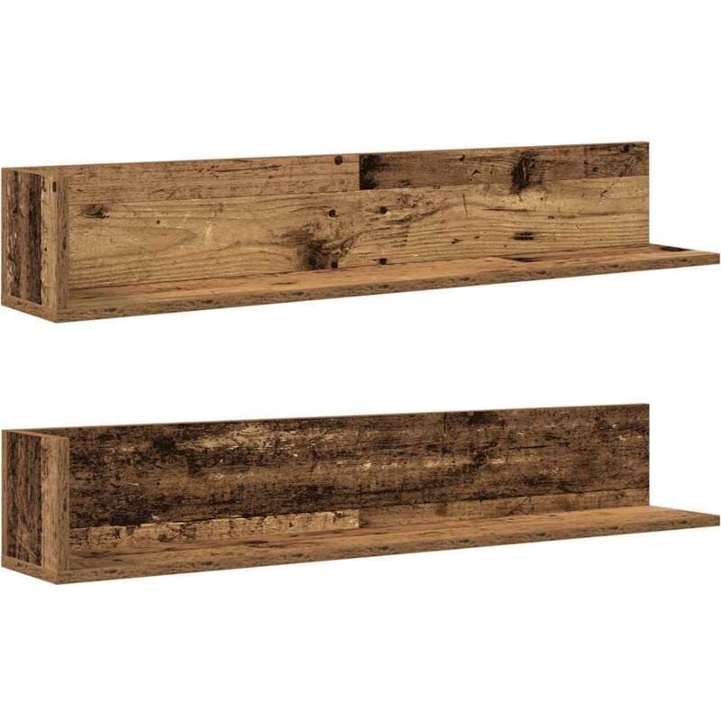 Wall Shelves 2 pcs Old Wood 100x16.5x16.5 cm Engineered Wood vidaXL