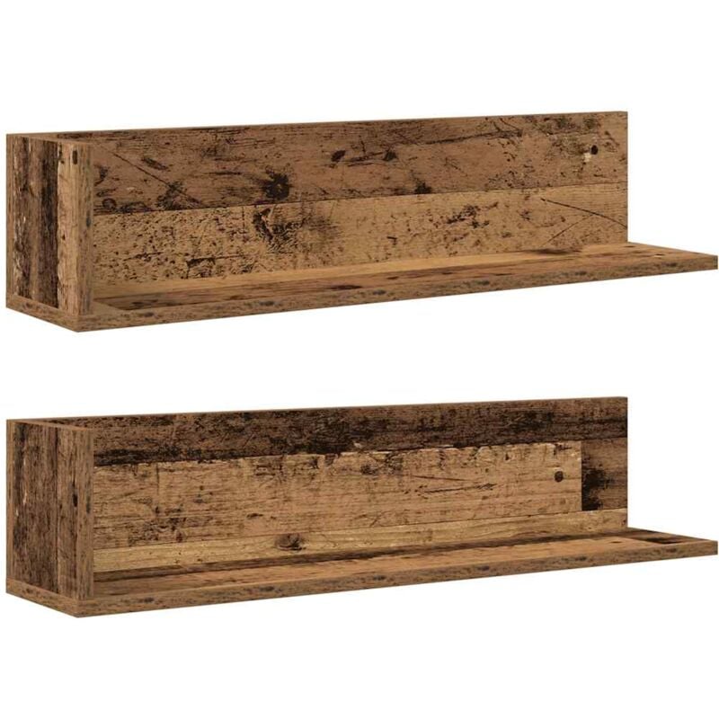 Wall Shelves 2 pcs Old Wood 75x16.5x16.5 cm Engineered Wood vidaXL