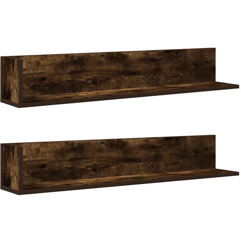 Wall Shelves 2 pcs Smoked Oak 100x16.5x16.5 cm Engineered Wood vidaXL