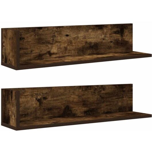 Wall Shelves 2 pcs Smoked Oak 75x16.5x16.5 cm Engineered Wood vidaXL