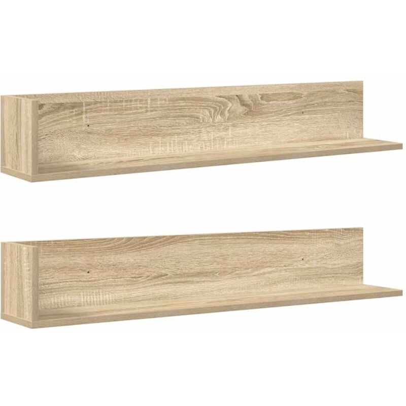 Wall Shelves 2 pcs Sonoma Oak 100x16.5x16.5 cm Engineered Wood vidaXL