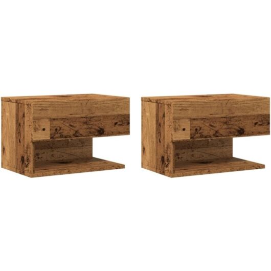 Wall-mounted Bedside Cabinets 2 pcs Old Wood vidaXL