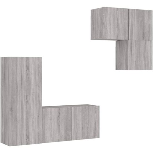 4 Piece TV Wall Units Grey Sonoma Engineered Wood vidaXL