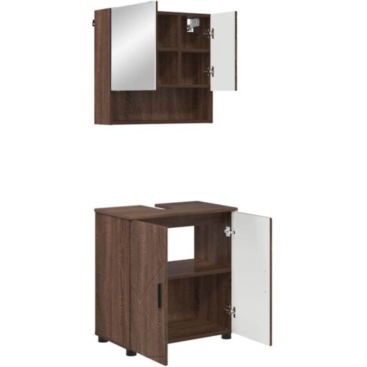 Bathroom Furniture Set 2 pcs Brown oak 61 x 35 x 64 cm vidaXL