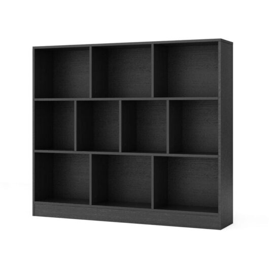 COSTWAY 10-Cube Bookshelf 3-Tier Freestanding Storage Organizer-Black