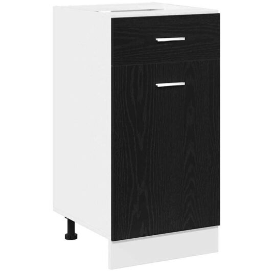 Drawer Bottom Cabinet with Drawer Black oak 40 x 46 x 81.5 cm Vidaxl