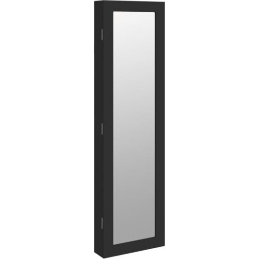 Mirror Jewellery Cabinet Wall Mounted Black 30x8.5x106 cm vidaXL