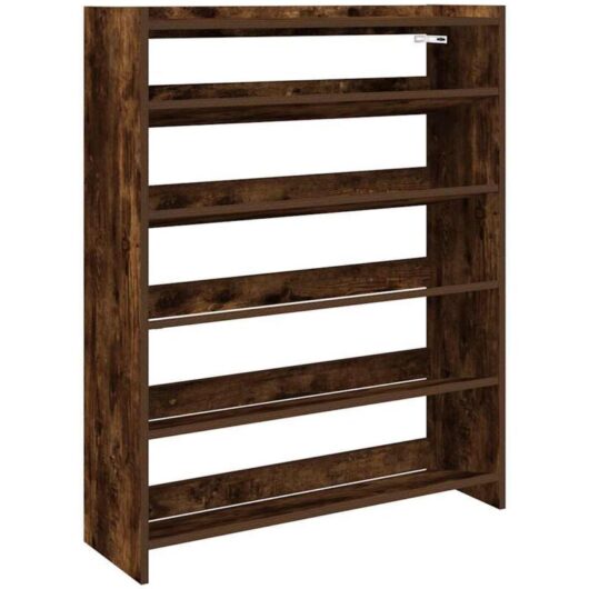 Shoe Rack Smoked Oak 80x25x100 cm Engineered Wood vidaXL